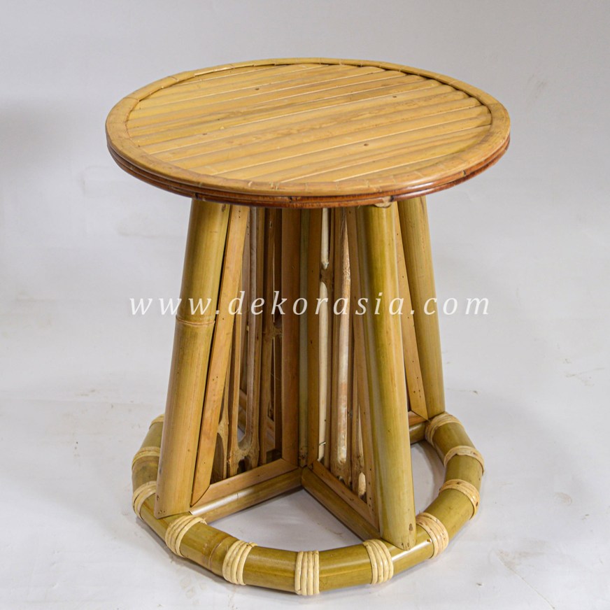 Modern Round Bamboo Side Table